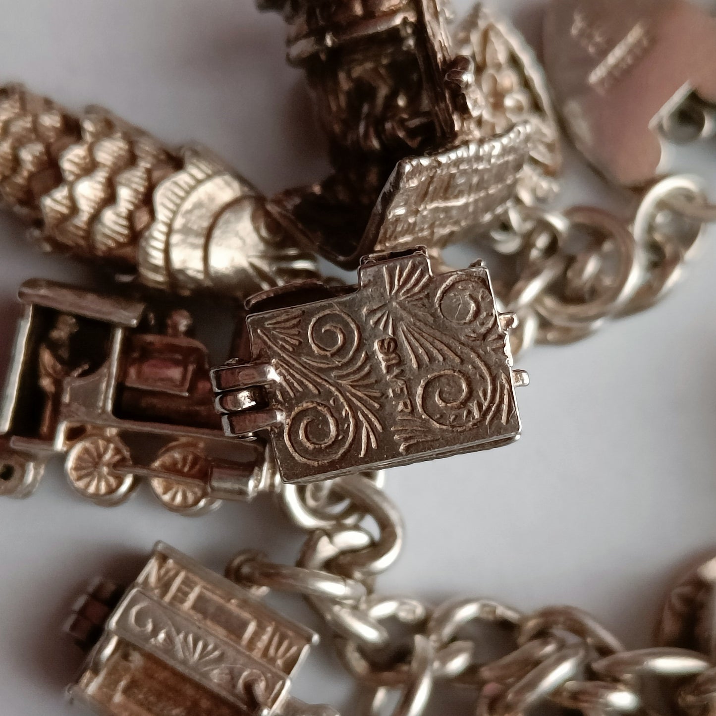 Rich Vintage Silver Bracelet With Charms