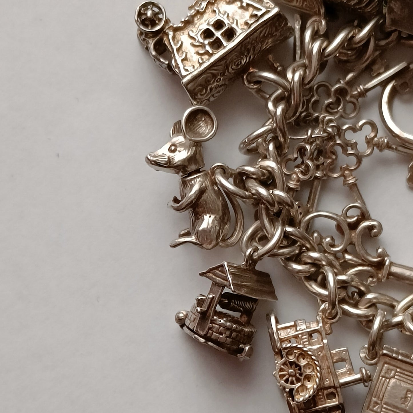 Rich Vintage Silver Bracelet With Charms