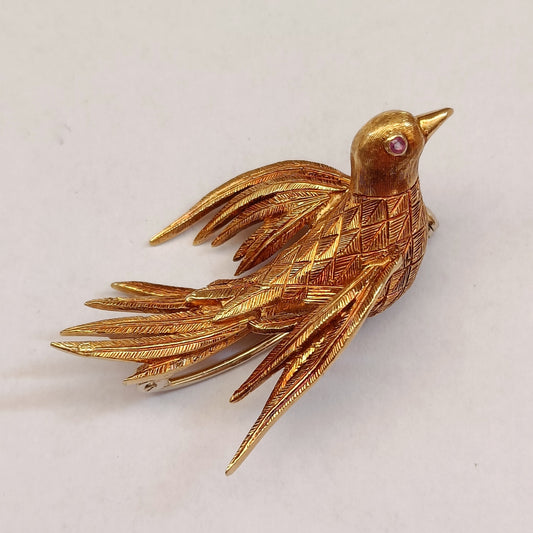 18k Gold Bird Brooch