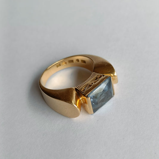 Chunky Aquamarine Gold Ring