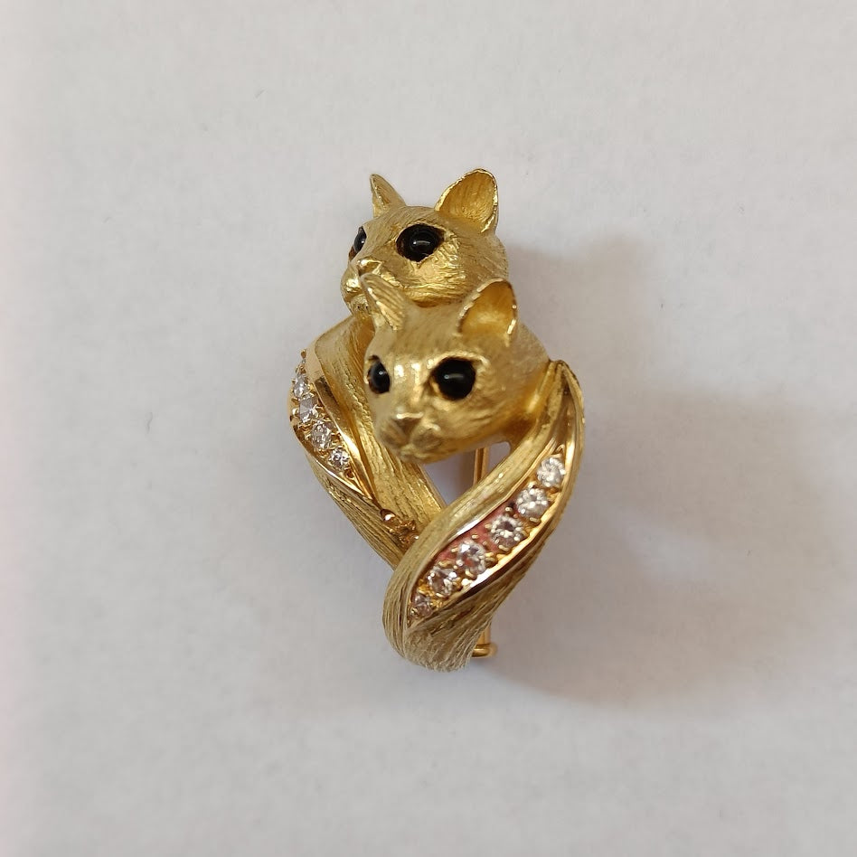 18k Gold Cat Brooch - Jean and Pierre Bellin